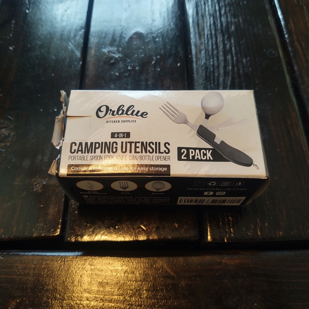 Folding Camping Utensils w/Case - Black